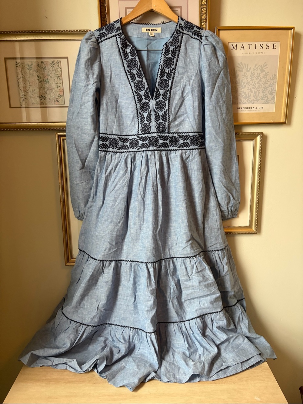 Boden Violet Linen Rich Midi Dress Size 6 - Picture 7 of 14